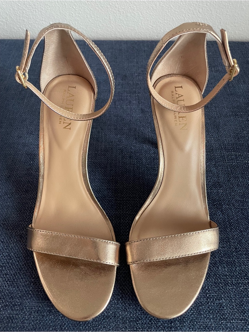 Lauren Ralph Lauren Rose Gold Ankle-Strap Heels